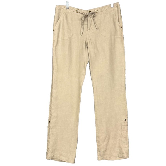 Cynthia Rowley Pants - Cynthia‎ Rowley Pants Womens 8 Khaki 100% Linen Adjustable Length NWT Lagenlook